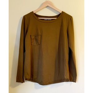 GROCERIES organic long sleeve pocket tee brown S